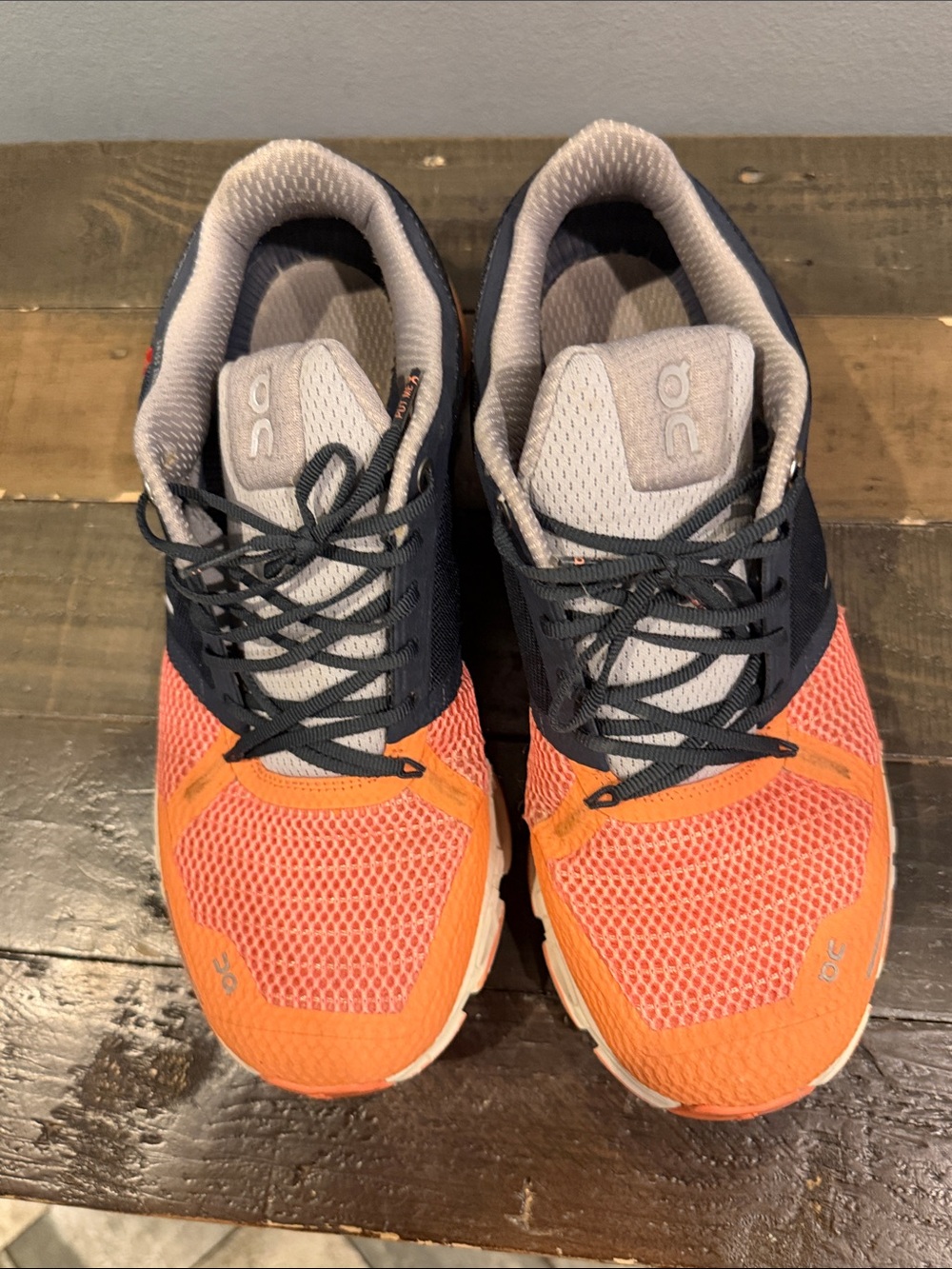 On Running Women's Orange Navy Athletic Shoes